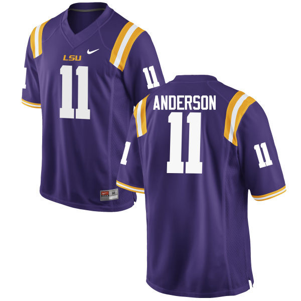 Men LSU Tigers #11 Dee Anderson College Football Jerseys Game-Purple - Click Image to Close